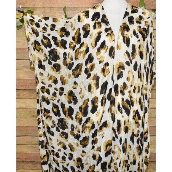 Marcus Adler Long Cheetah Print Boho Kimono Cardigan Cover Up Womens One Size - Picture 3 of 12